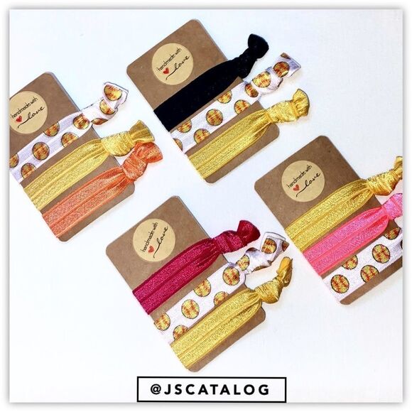 🎉HP🎉 ⚾️ Handmade Baseball Theme Set of 12 Hair Ties ⚾️ - Picture 2 of 2